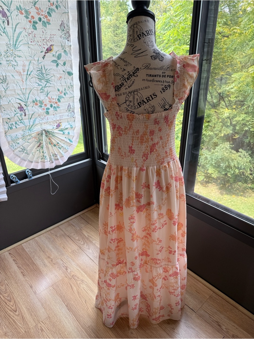 FRENCH CONNECTION BOHO MAXI PEACH FLORAL DRESS - Picture 1 of 13